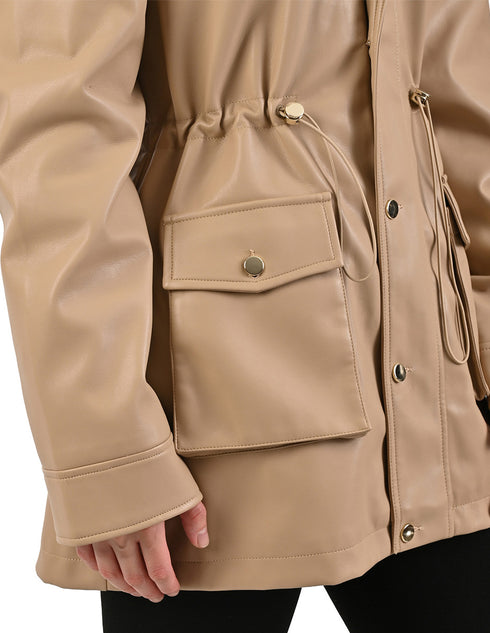 Cazadora Nine West color Beige con Capucha y Forro Suave